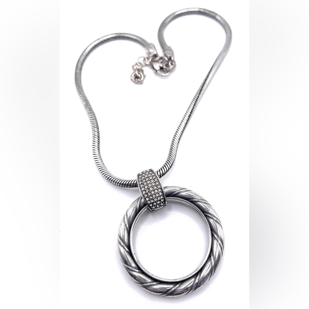 Brighton Inner Circle Silver Pendant Necklace 5084 Retired & Adjustable